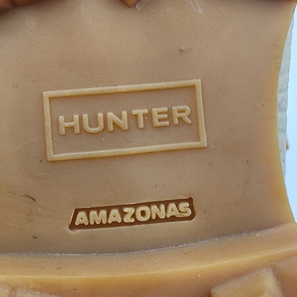 HUNTER Amazonas Cream Tall Red Laced Waterproof Boots with Lugg Soles, size 5 - Picture 6 of 7